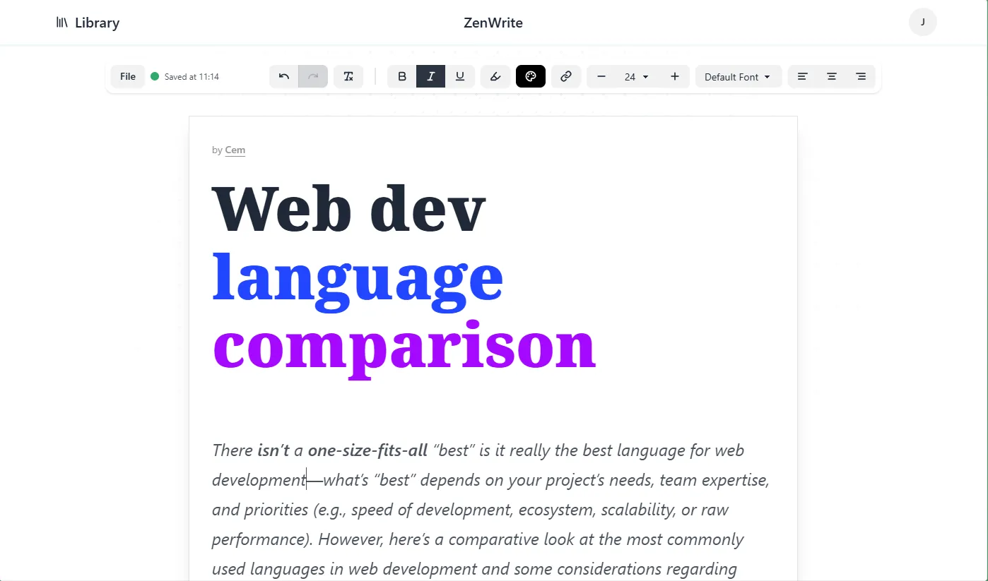 ZenWrite Project Screenshot